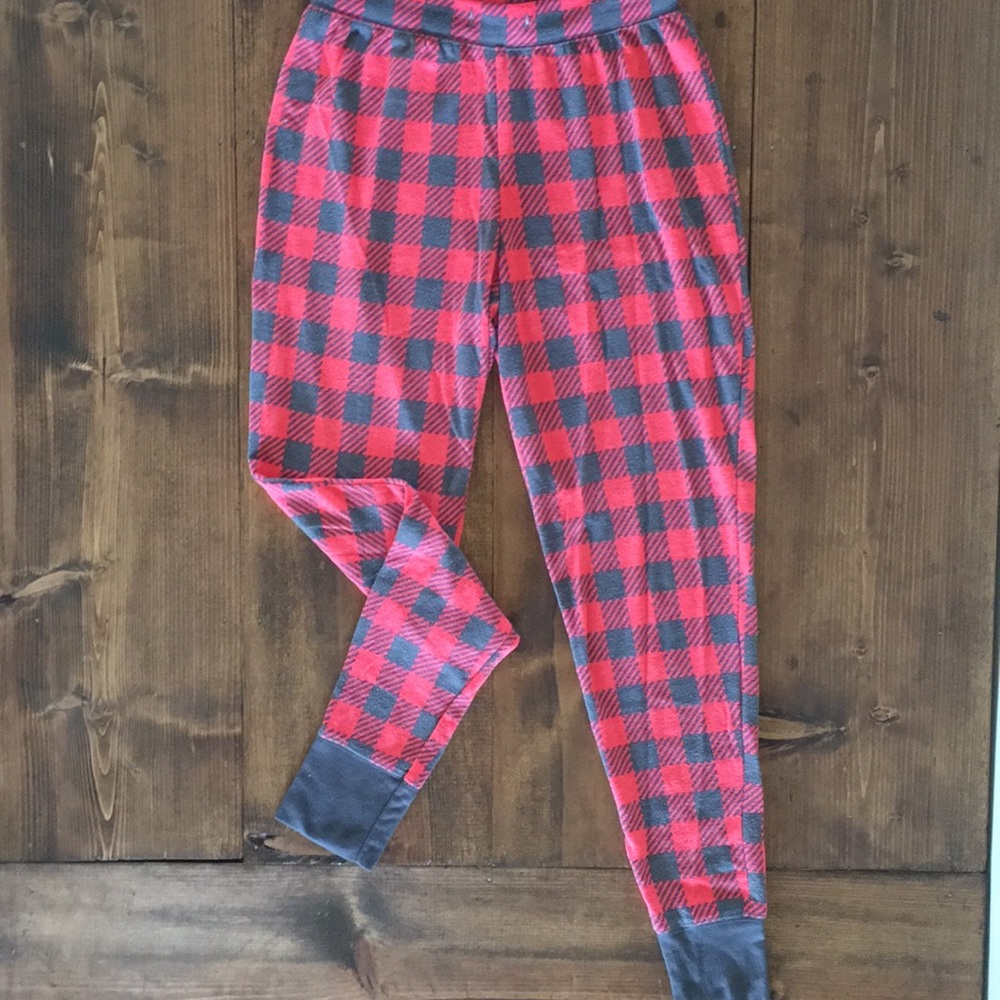 CUFFED PINK AND GREY PAJAMA PANTS